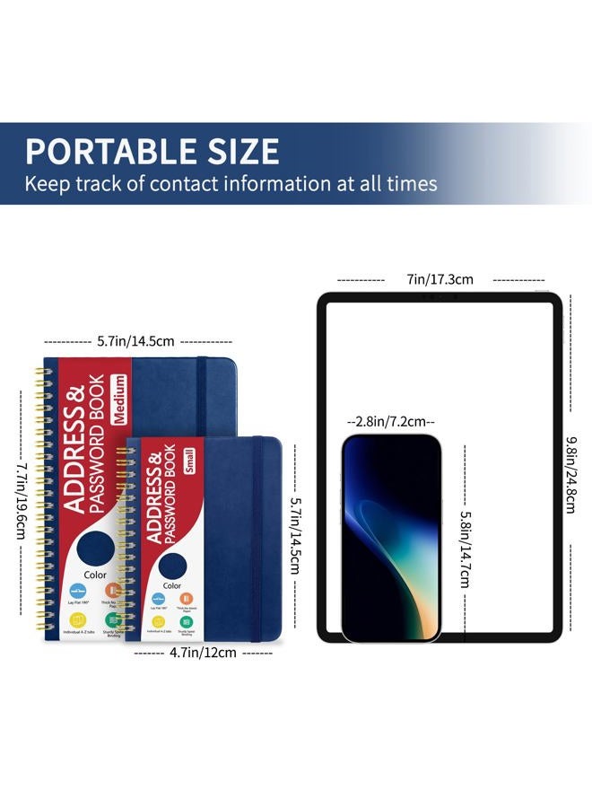Homlive Address Book with Alphabetical Tabs, Hardcover Phone Book Password Keeper with Spiral Binding, Address Books for Seniors, Record Internet Logins, Coloring Pages - 5.7"×7.7" (Navy Blue) - Image 5