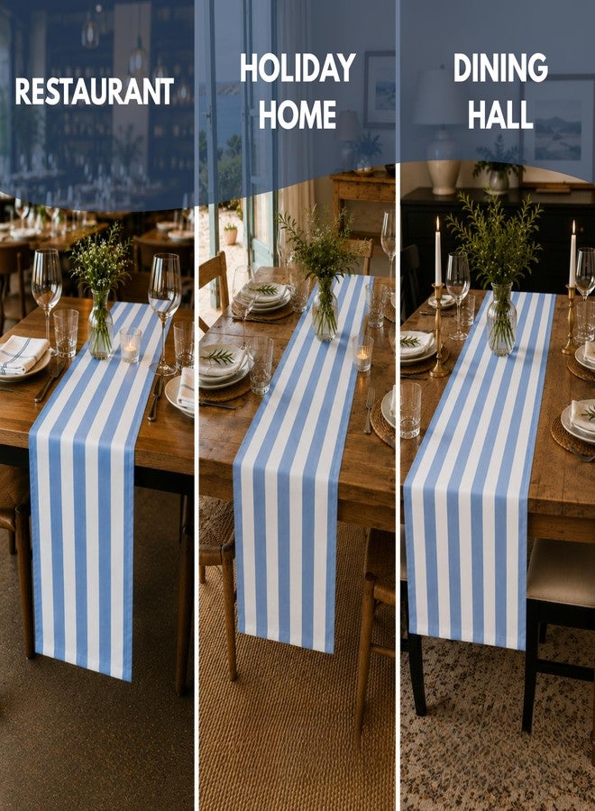 Folkulture Table Runner 72 Inches Long Blue & White Striped Cotton Coastal Farmhouse Table Runner for Dining Table, Summer Table Decor, Kitchen Decor, Wedding & Housewarming Gifts - Image 5