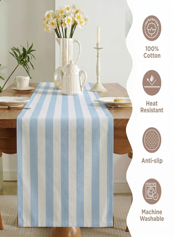 Folkulture Table Runner 72 Inches Long Blue & White Striped Cotton Coastal Farmhouse Table Runner for Dining Table, Summer Table Decor, Kitchen Decor, Wedding & Housewarming Gifts - Image 3