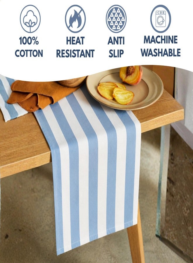 Folkulture Table Runner 72 Inches Long Blue & White Striped Cotton Coastal Farmhouse Table Runner for Dining Table, Summer Table Decor, Kitchen Decor, Wedding & Housewarming Gifts - Image 4