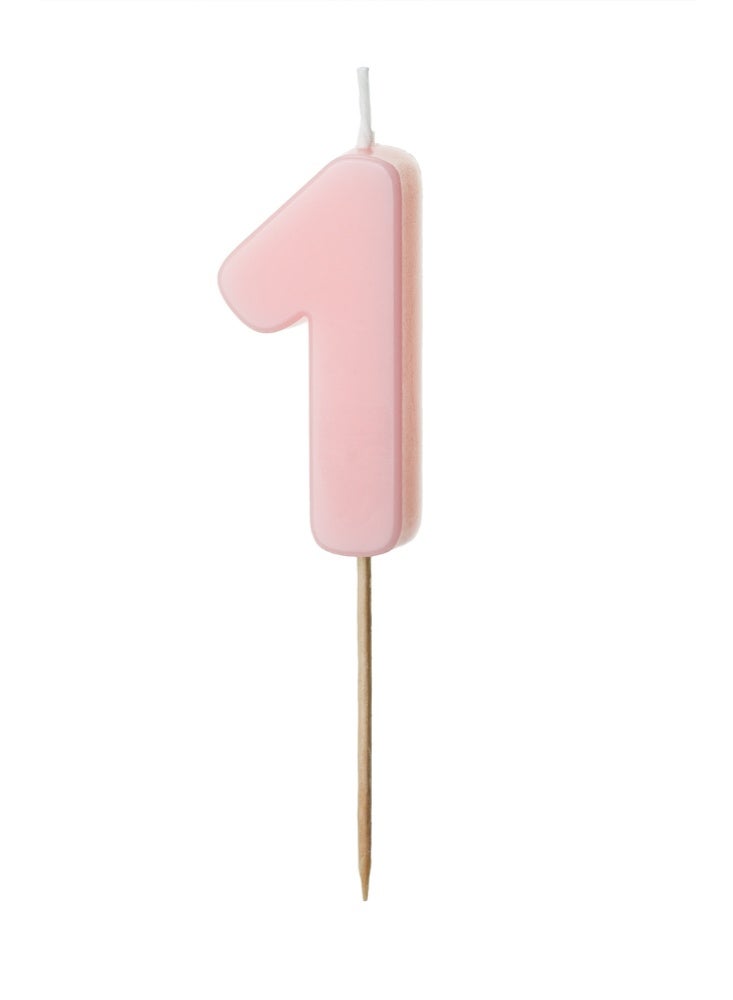 PartyDeco Light Pink Number Candle 1 - Image 1