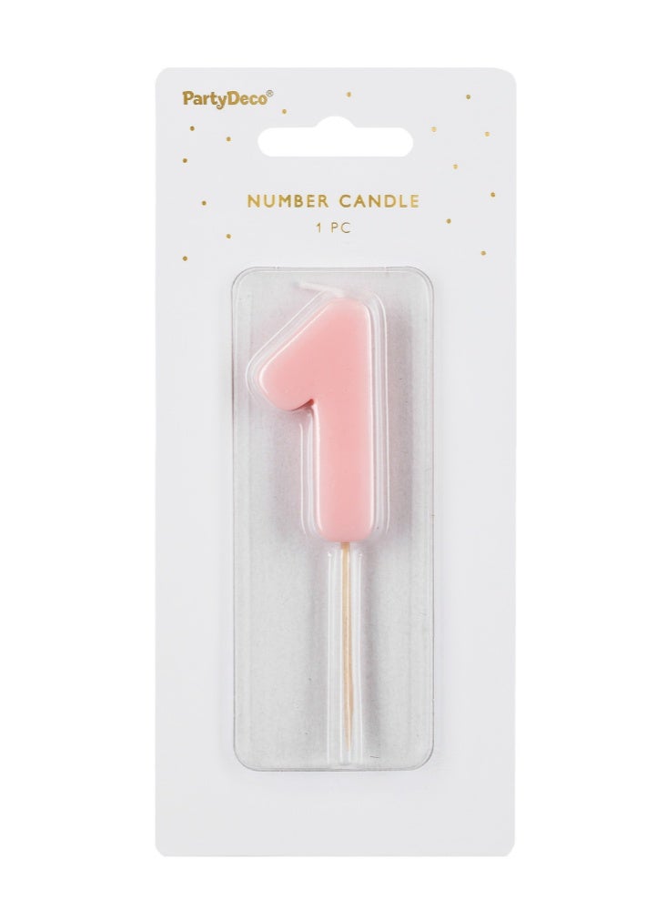 PartyDeco Light Pink Number Candle 1 - Image 3