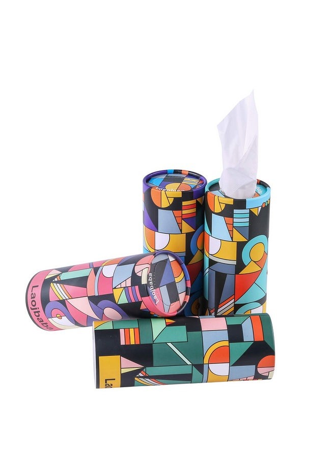 Laojbaba - Car Tissues Canned Tissue Cylinder Tissue Boxes Perfect For Car Cup Holder Car Tissue Holder (4 Canisters/200 Tissues/3 Ply) Travel Tissues - Image 1