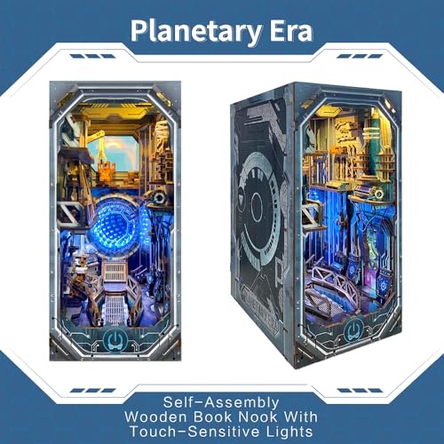 STRUCWOOD Cyberpunk Book Nook KitDIY Dollhouse Kit 3D Wooden Puzzles with LED Futuristic DecorBirthday Christmas Home Decor for Teens Adults Planetary EraSQ27 - Image 5