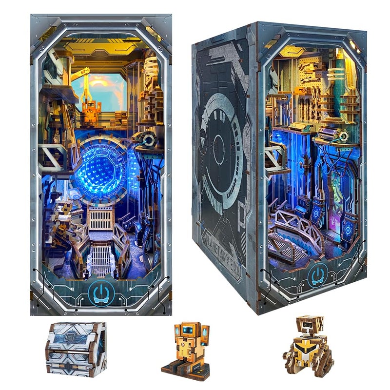 STRUCWOOD Cyberpunk Book Nook KitDIY Dollhouse Kit 3D Wooden Puzzles with LED Futuristic DecorBirthday Christmas Home Decor for Teens Adults Planetary EraSQ27 - Image 3