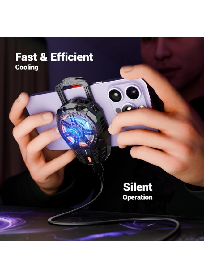 Lacoz Mobile Cooling Fan & Retractable Shooting Game Controller Combo for Smartphones USB Powered Gaming Cooler with RGB Light Adjustable Mobile Trigger Controller - Image 2