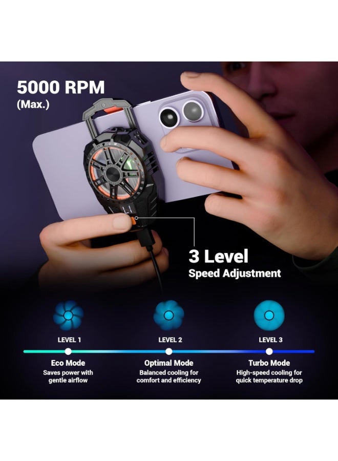 Lacoz Mobile Cooling Fan & Retractable Shooting Game Controller Combo for Smartphones USB Powered Gaming Cooler with RGB Light Adjustable Mobile Trigger Controller - Image 4