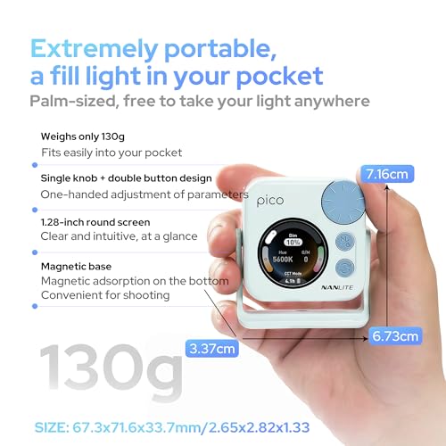 Nanlite Pico Portable LED Fill Light – Full Color RGB, Snap-On Attachment for Phone/Camera Photography, Live Streaming, Video Content Creation (Mint Blue) - Image 3