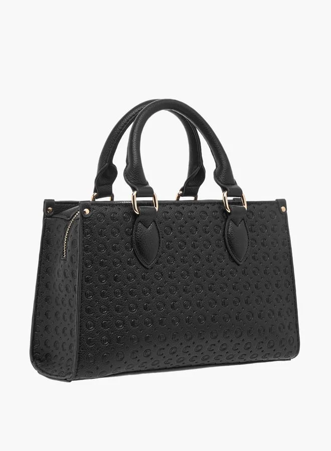 لو كونفورت Monogram Embossed Tote Bag with Handles and Adjustable Straps