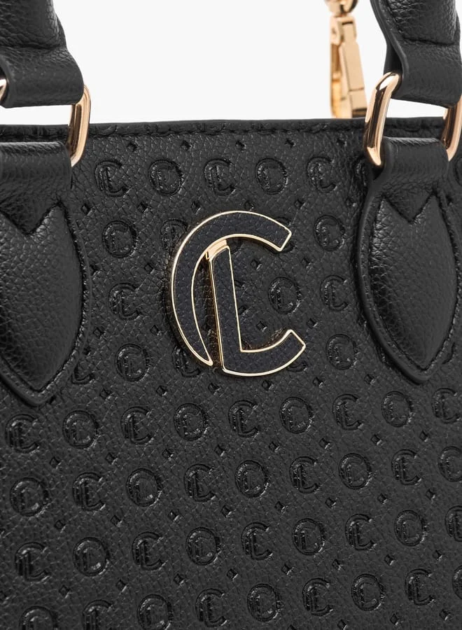 لو كونفورت Monogram Embossed Tote Bag with Handles and Adjustable Straps
