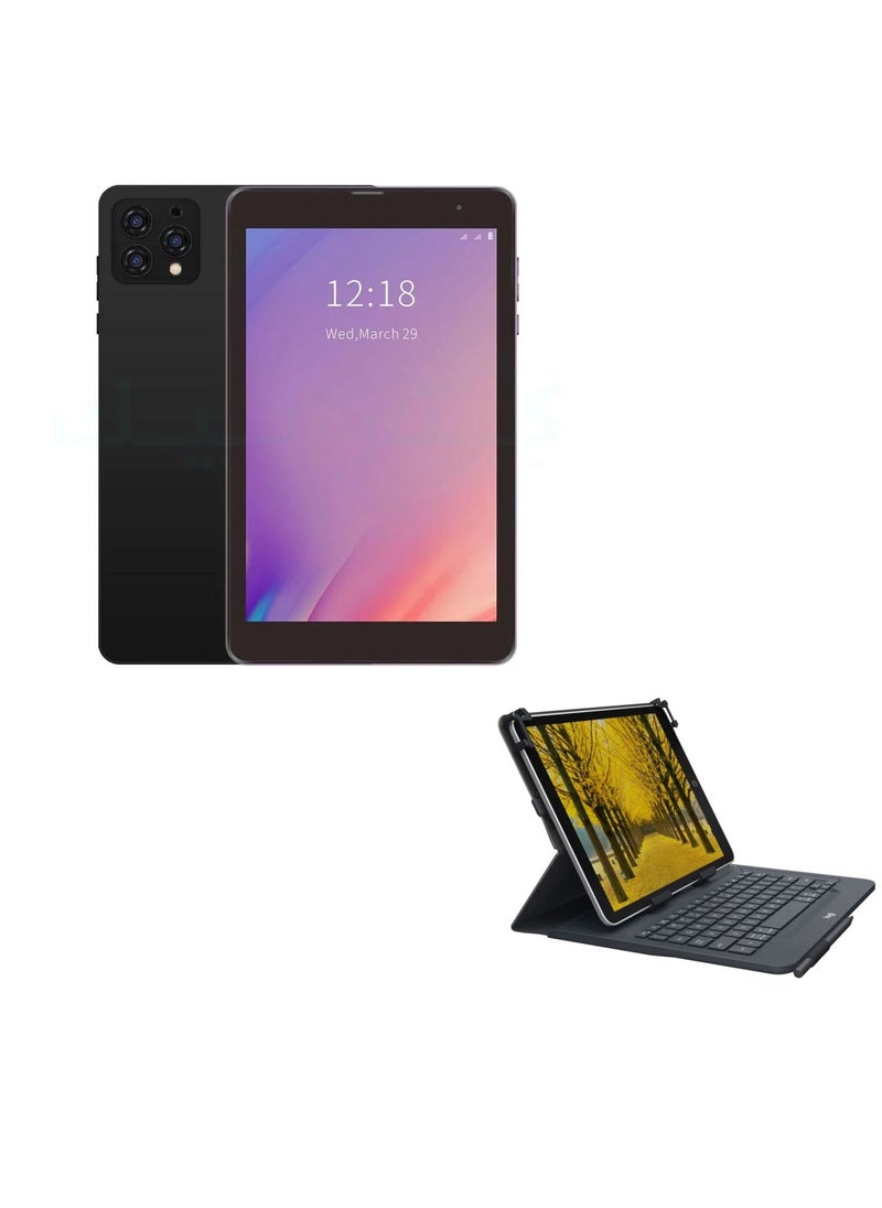 AirTab - 8 -Inch Smart Tablet A08 Android 13 Tablet With 1TB Storage and 16GB RAM Quad Core Wi-Fi LTE Dual Sim with Keyboard - BLACK - Image 1