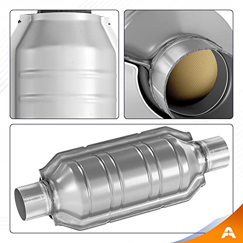 ASOPARTS 2.5" Universal Catalytic Converter, 2.5" Inlet/Outle Cat Converter with Heat Shield and O2 Port - Image 3