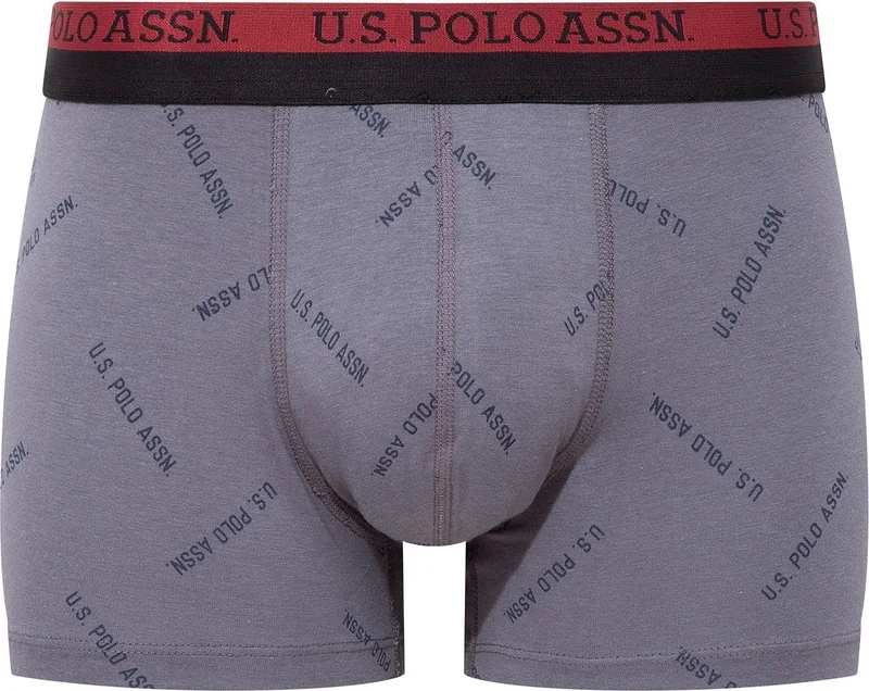 يو اس بولو اسن BASE. POLO ASSN. Men's Printed-Claret Red-Black 3-Piece Boxer 80522