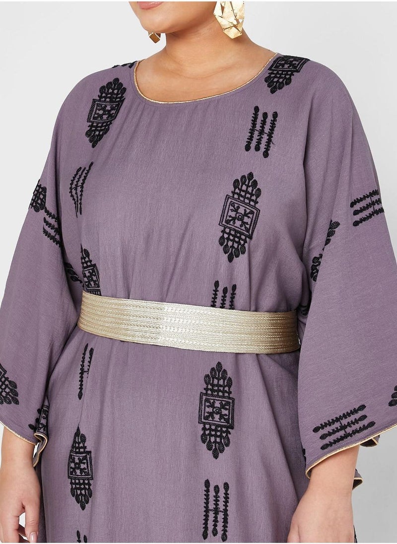 Maison Arabelle Curve Cape Sleeve Belted Jalabiya  - Image 3