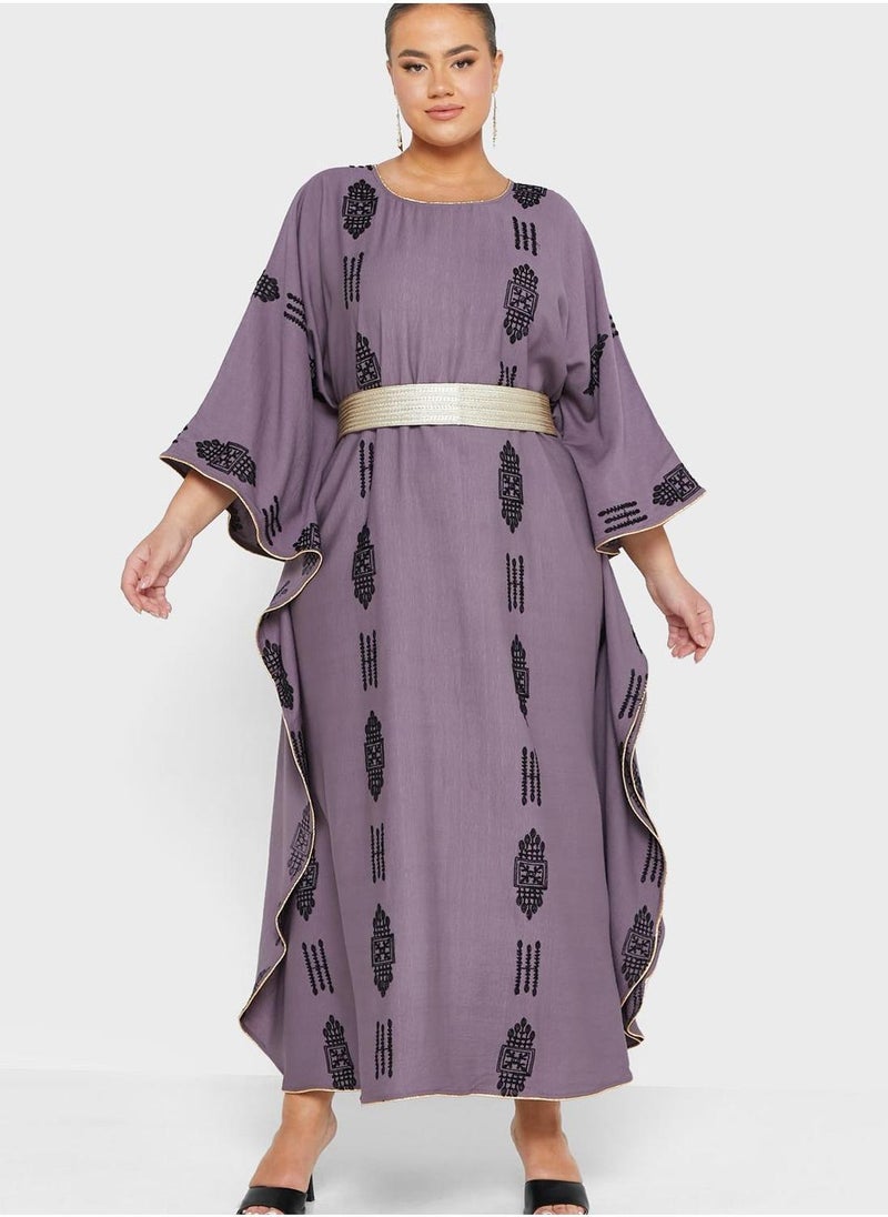Maison Arabelle Curve Cape Sleeve Belted Jalabiya  - Image 4