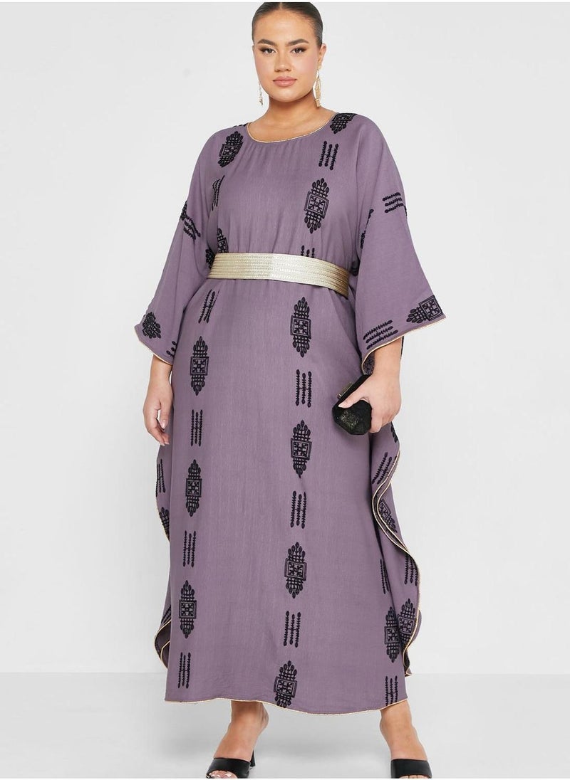 Maison Arabelle Curve Cape Sleeve Belted Jalabiya  - Image 1