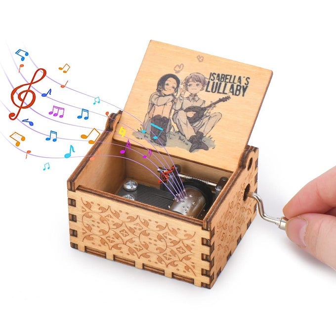 Wood Musical Box The Promised Neverland Music Box Wooden Musical Instrument with Melody Isabellas Lullaby Gift for Birthday Anniversary Holiday Style 4