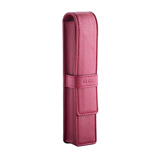 DiLoro Leather Single Pen Case Pencil Pouch Holder for One Fountain Ballpoint Rollerball Pen and Pencil (Red) - Image 3