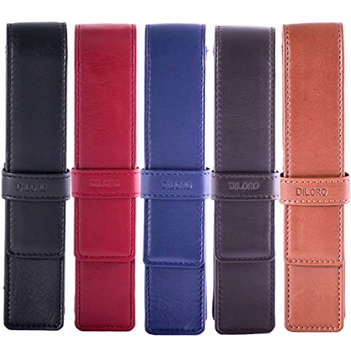 DiLoro Leather Single Pen Case Pencil Pouch Holder for One Fountain Ballpoint Rollerball Pen and Pencil (Red) - Image 5
