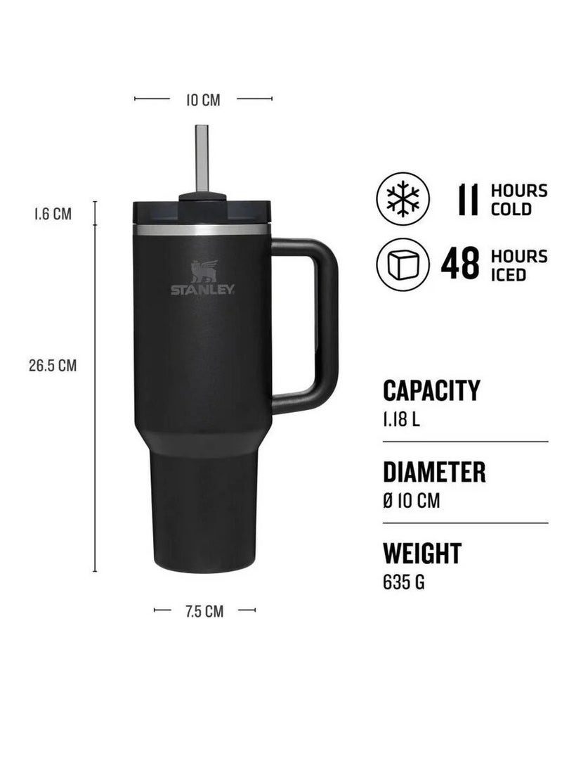 Stanley Quencher H2.0 FlowState Vacuum Insulated Tumbler – 40 oz Black Stainless Steel Travel Mug with Leakproof Lid & Straw, Double-Walled Insulation Keeps Drinks Hot for 7 Hours & Cold for 24 Hours, Durable, Portable & Ideal for Coffee, Water, Smoothies & On-the-Go Hydration  - Image 3