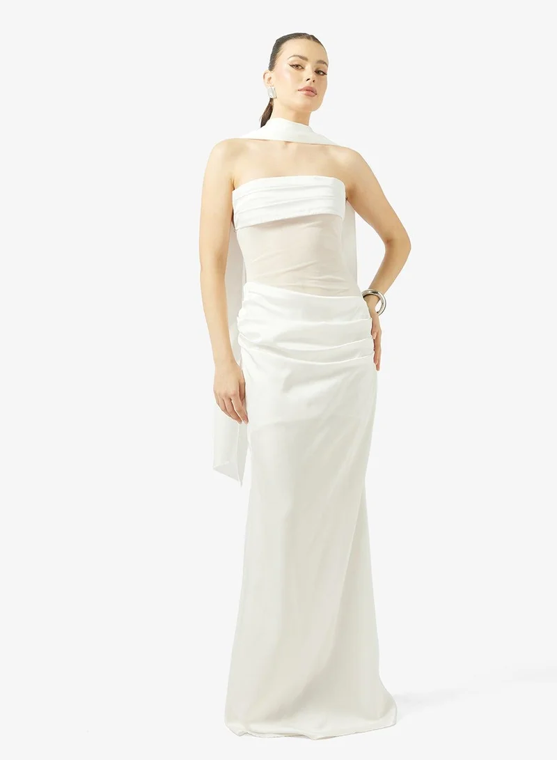Bandeau Corset Bodice Dress with Scarf Detail