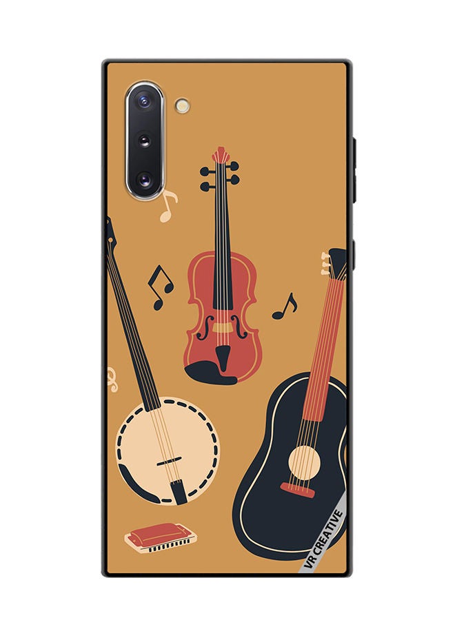 VR CREATIVE Protective Case Cover For Samsung Galaxy Note10 5G Banjo Acoustic Guitar Violin Notes And Harmonica Design Multicolour  - Image 1