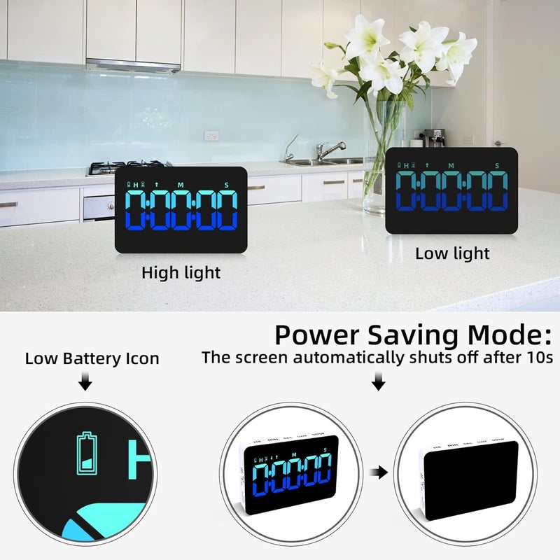 PERSUPER Kitchen Digital Timer, Count Down Up, Rechargeable, Vibration Mode Adjustable Volume and Brightness LED Display, Time Management Cook, Desk, Kids Adults Study Teaching, Kitchen Gadgets - Image 4