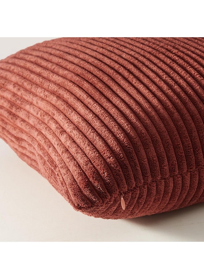 Topfinel Fall Burnt Orange Throw Pillow Covers 16x16 Set of 4,Corduroy Striped Decorative Cushion Cases for Couch Living Room Sofa Guest Bedroom Fluffy,Small Cute Shams - Image 3