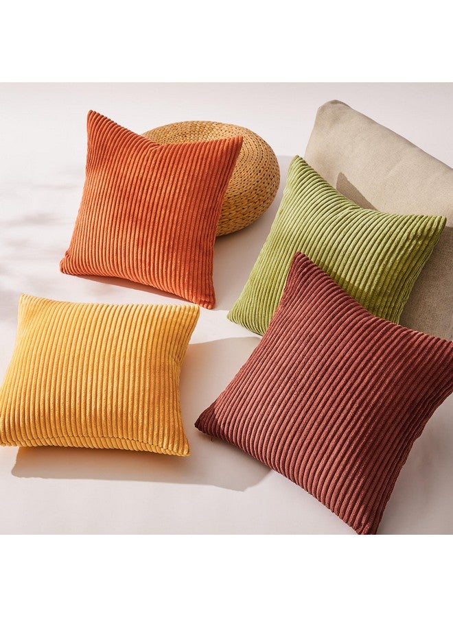 Topfinel Fall Burnt Orange Throw Pillow Covers 16x16 Set of 4,Corduroy Striped Decorative Cushion Cases for Couch Living Room Sofa Guest Bedroom Fluffy,Small Cute Shams - Image 5