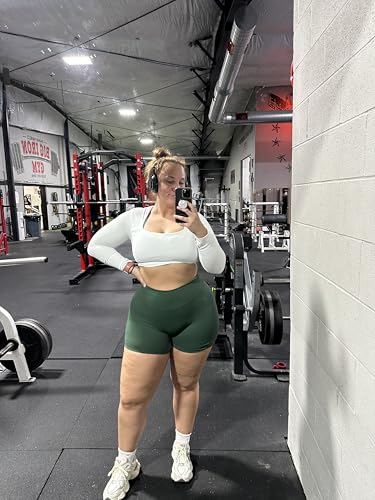 AUROLA Influence Collection Workout Shorts for Women,No Roll Up Squat Proof New Scrunch Seamless Compression Gym Short, Eden Green, M - Image 5