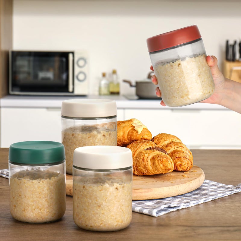 EONJOE 4-Pack Overnight Oats Containers with Lids 16oz Glass Mason Jars Meal Prep Salad Food Cereal Snacks Pudding Yogurt Storage - Image 2