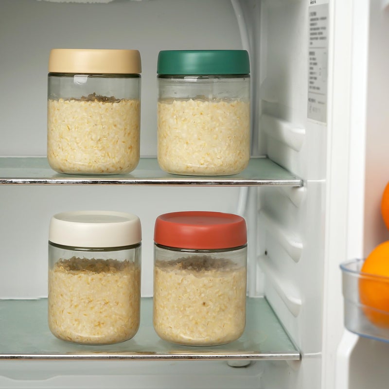 EONJOE 4-Pack Overnight Oats Containers with Lids 16oz Glass Mason Jars Meal Prep Salad Food Cereal Snacks Pudding Yogurt Storage - Image 4
