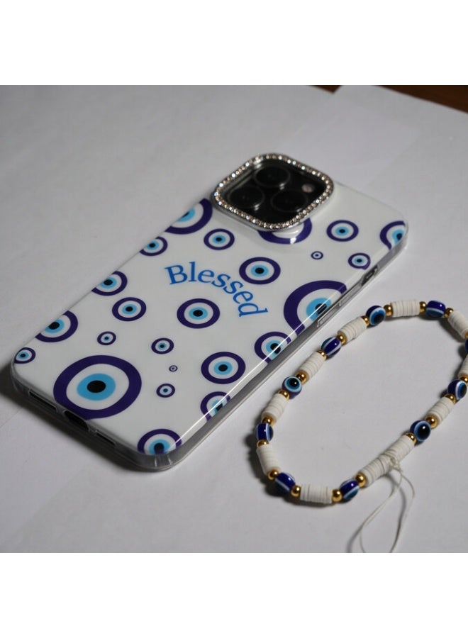 جراب حماية بتصميم عين  مع حبل يد خرز متوافق مع iPhone 13 Pro Max - Image 1