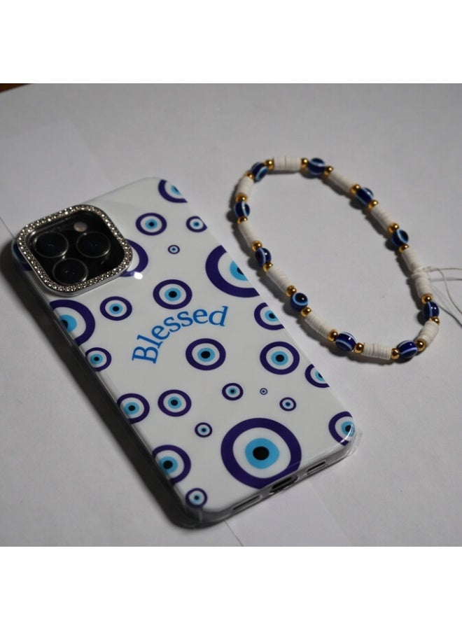 جراب حماية بتصميم عين  مع حبل يد خرز متوافق مع iPhone 13 Pro Max - Image 2