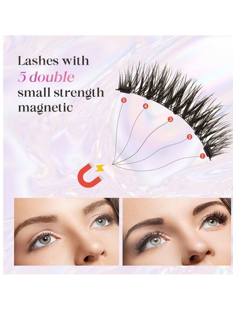 Excefore Magnetic Eyelashes without Eyeliner, Magnetic Eyelashes, No Glue Magnetic Eyelashes False Eyelashes with Magnets Reusable Waterproof Soft Full Eye Magnetic Fake Lashes (Mixed) - Image 4