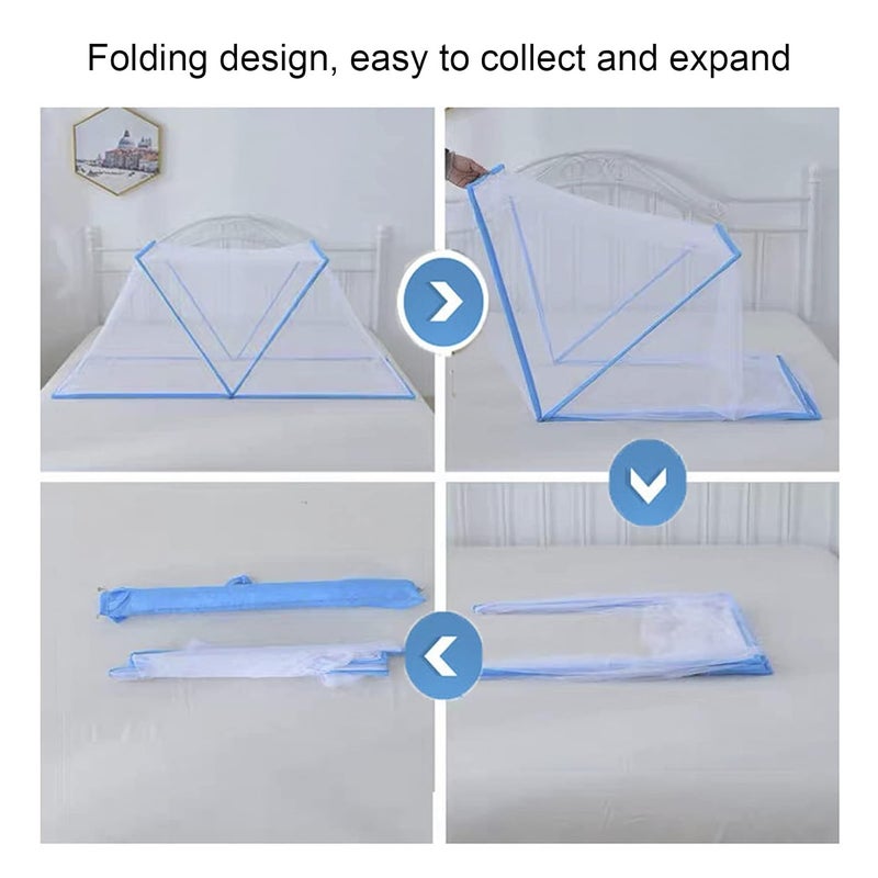 Baby Mosquito Net Tent Portable Folding Bed Tent Net in Room Easy to Store for Kids to Travel (Blue) - Image 4