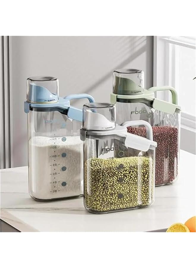 هوكور مجموعة حاويات حبوب مكونة من 3 قطع من ار سي كو، حاوية تخزين طعام محكمة الغلق وعالية الجودة بسعة 2.8 لتر / 2.8 كجم + كوب قياس، صندوق تخزين / موزع ارز بلاستيكي خالٍ من البيسفينول ايه - Image 1