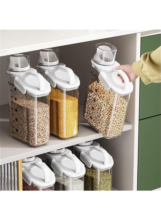 هوكور مجموعة حاويات حبوب مكونة من 3 قطع من ار سي كو، حاوية تخزين طعام محكمة الغلق وعالية الجودة بسعة 2.8 لتر / 2.8 كجم + كوب قياس، صندوق تخزين / موزع ارز بلاستيكي خالٍ من البيسفينول ايه - Image 2