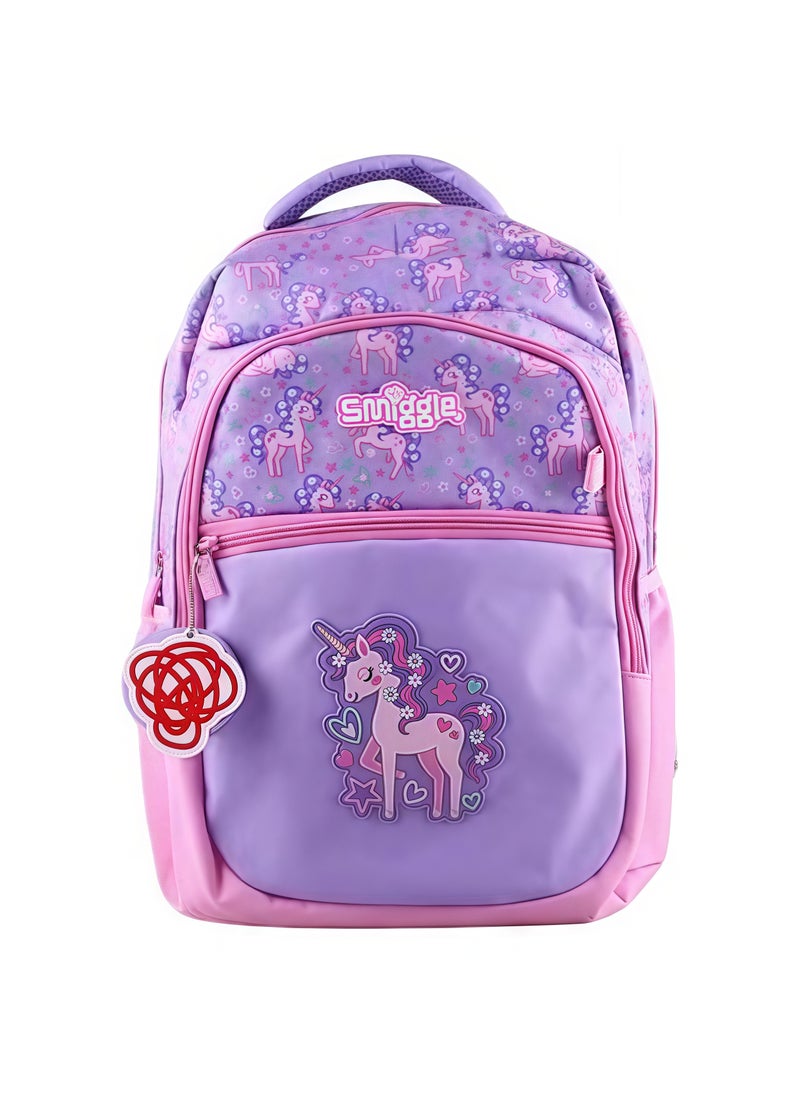 Smiggle Smiggle Girls Unicorn Print Student Schoolbag Elementary and Middle School Students Children's Backpack Outdoor Leisure Bag Backpack 42*30CM 