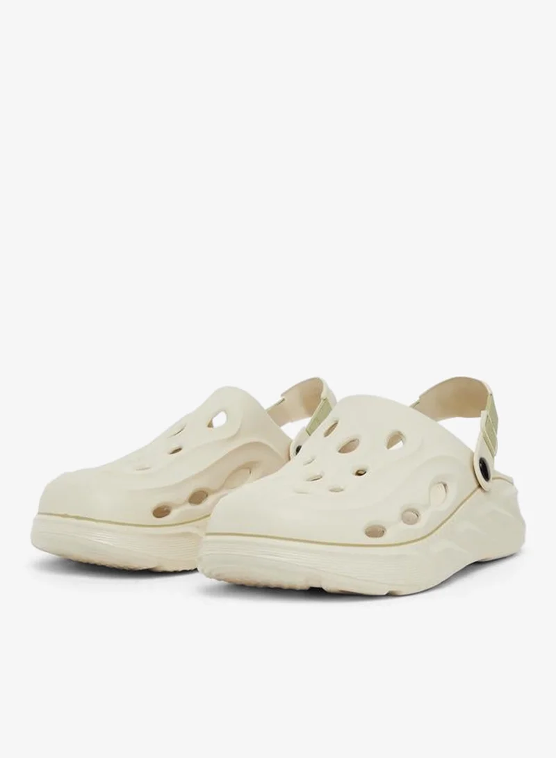 Styli beige Plain Cut Out Clogs with Buckle Back Strap for Men | Best Price UAE