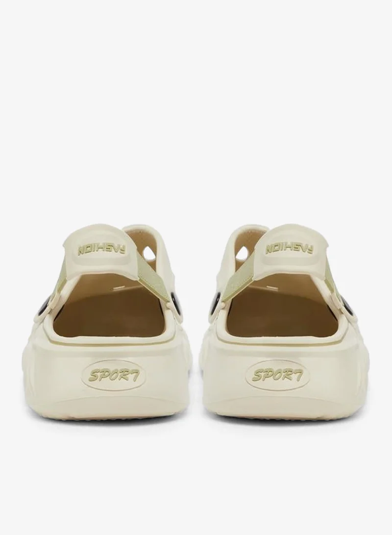 Styli beige Plain Cut Out Clogs with Buckle Back Strap for Men | Best Price UAE