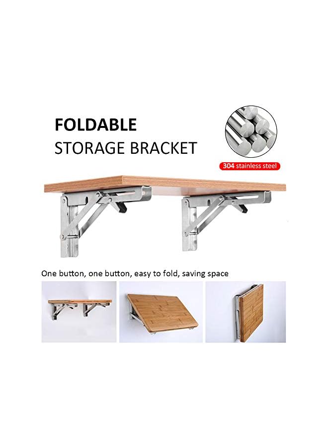 S-TOP Folding Shelf Brackets - Heavy Duty Stainless Steel Collapsible Shelf Bracket for Bench Table, Space Saving DIY Bracket, Max Load: 550lb （Long :12” , 2 PCS） - Image 3