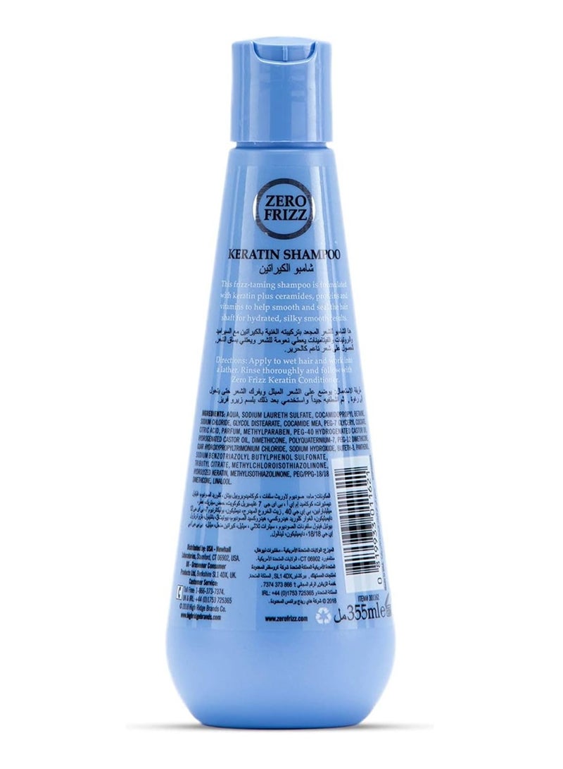 Zero Frizz Keratin Shampoo 355ml | Anti-Frizz Smoothing Shampoo with Ceramides & Protein | Hydrating Daily Hair Care for Dry, Damaged Hair - Image 3