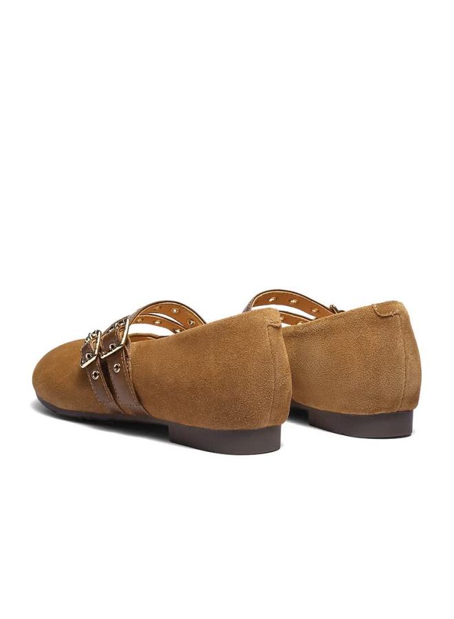 Senda a Mary Jane Women's Spring Autumn Double Buckle Casual Low-cut Flats Camel 35 - Image 2