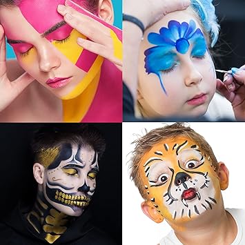 UCANBE Face Body Paint Water Activated SFX Makeup Palette Extra Large White Black Pan Professional 18 Color Safe Non Toxic Art Painting Kit for Halloween Cosplay Parties Theater Stage - Image 3