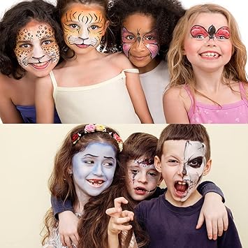 UCANBE Face Body Paint Water Activated SFX Makeup Palette Extra Large White Black Pan Professional 18 Color Safe Non Toxic Art Painting Kit for Halloween Cosplay Parties Theater Stage - Image 4