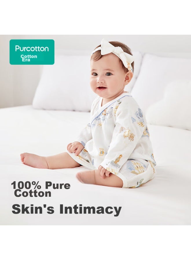 purcotton Purcotton Double-layer Gauze Butterfly Onesie, Pure Cotton Newborn Baby Bodysuit, All Seasons, Cloud Playground, 52cm  - Image 3