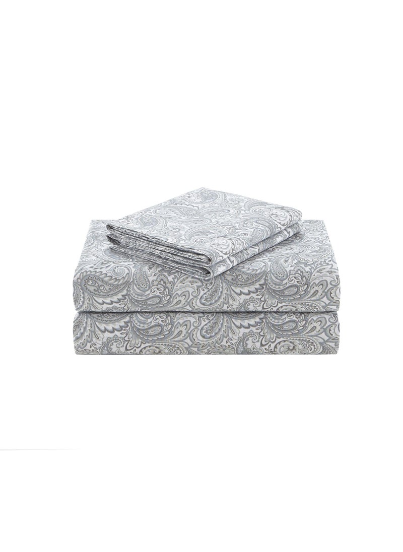 Comfort Spaces Comfort Spaces 100% Cotton Sheet Set Breathable  Lightweight  Soft with 14"" Elastic Pocket Fits up to 16"" Mattress  All Season Cozy Bedding  Matching Pillow Case  Cal King Paisley Multi 4 Piece  - Image 1