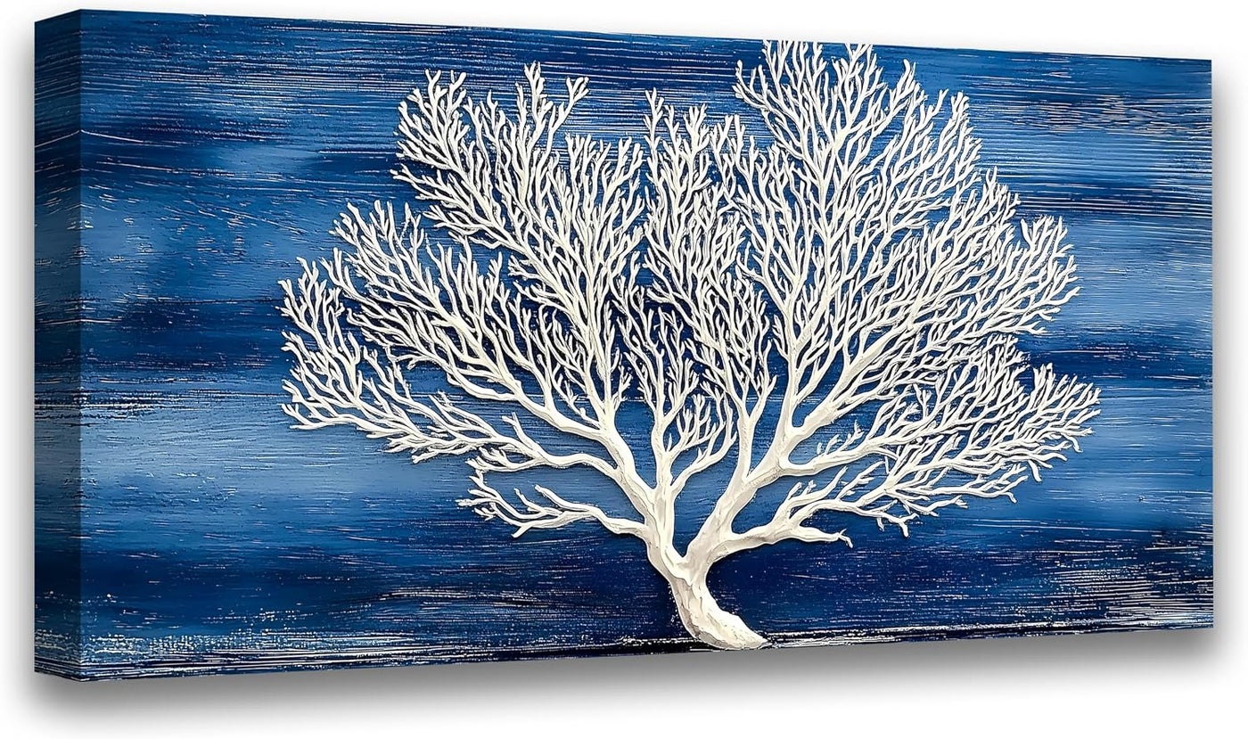 ARS Abstract Wall Art Canvas Print White Tree Trunk Painting Bathroom Decor Paintings Modern Style Living Room Bedroom Office Home Kitchen Decor Nature 50x100cm