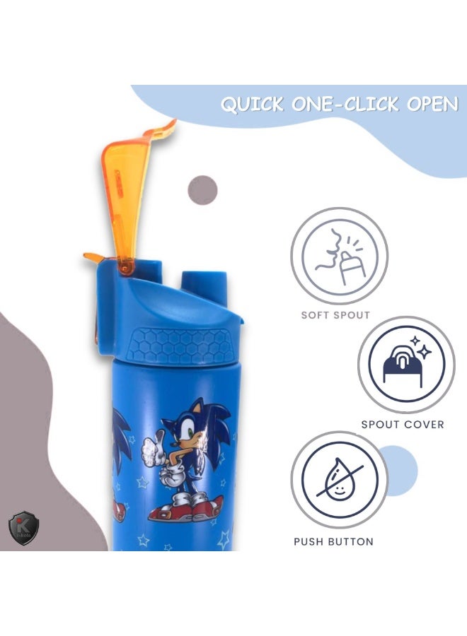i-kola BLUE SO NI 520 ML Kids Water Bottle for School | BPA-Free Stainless Steel Water Bottle for Boys & Girls | Leakproof, Unbreakable, Easy to Drink, Quick Open Lock (TS-9209 BS 2) - Image 5